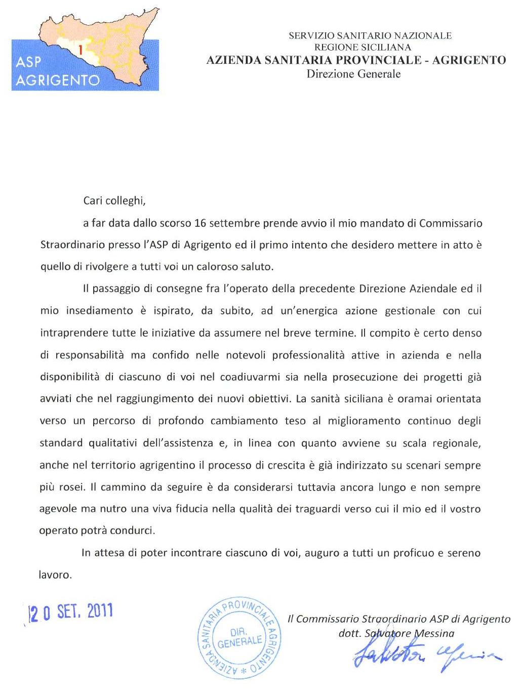 saluti dott. Messina